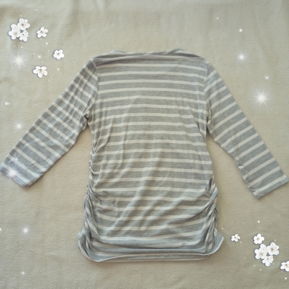 Motherhood maternity gray striped midsleeve blouse - Picture 4 of 5